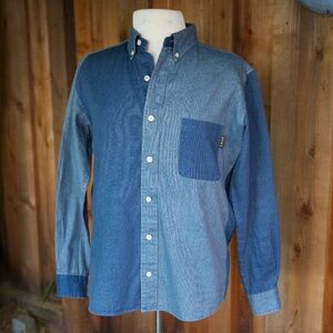 Ben Davis 100% Cotton Denim Jean Button-Up Slim Long Sleeve Shirt Men's S/M